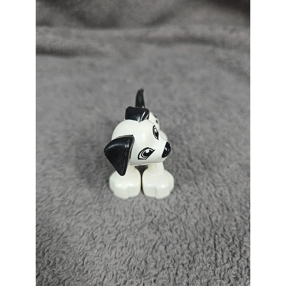 LEGO White Duplo Dog Black Eyes & Black Ear Nose